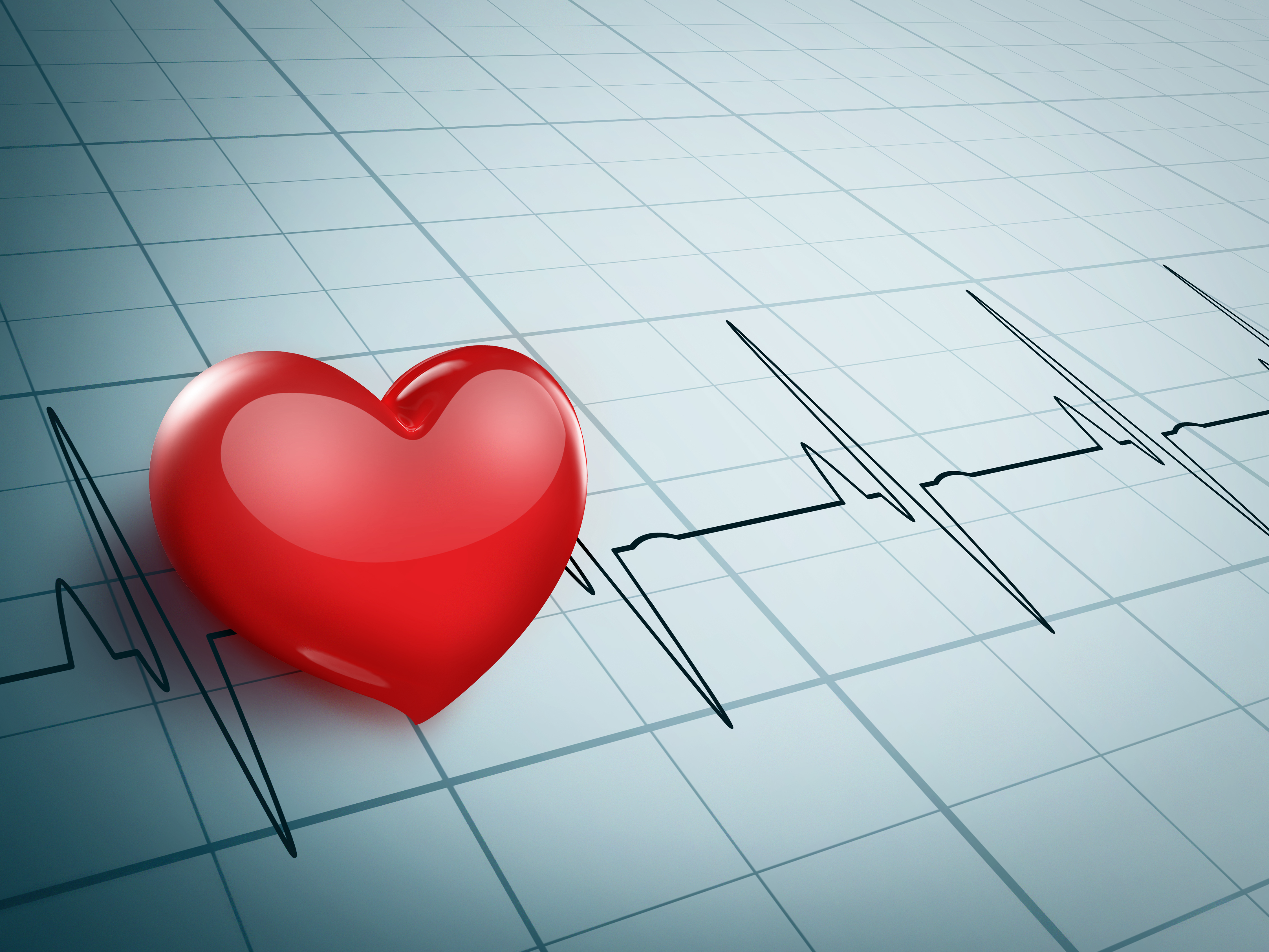 Heart with EKG on grid